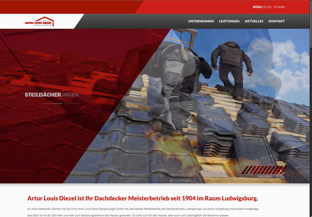 Webseite Dachdecker Diezel