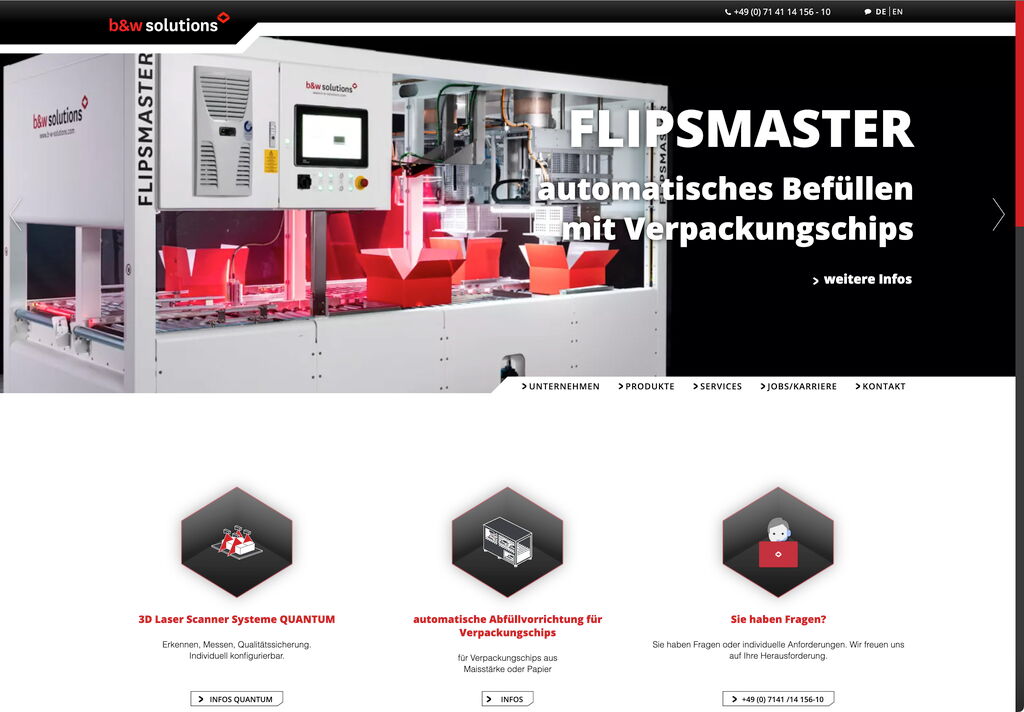 Webseite b&w solutions