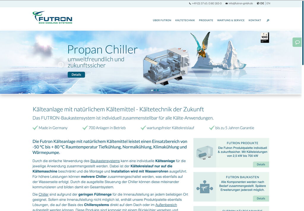 Webseite Futron Kältetechnik